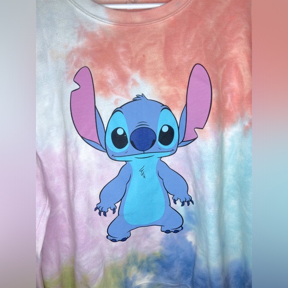 DISNEY STITCH Women’s Tie Dye Stitch Graphic Long Sleeve Sweatshirt - Picture 5 of 12